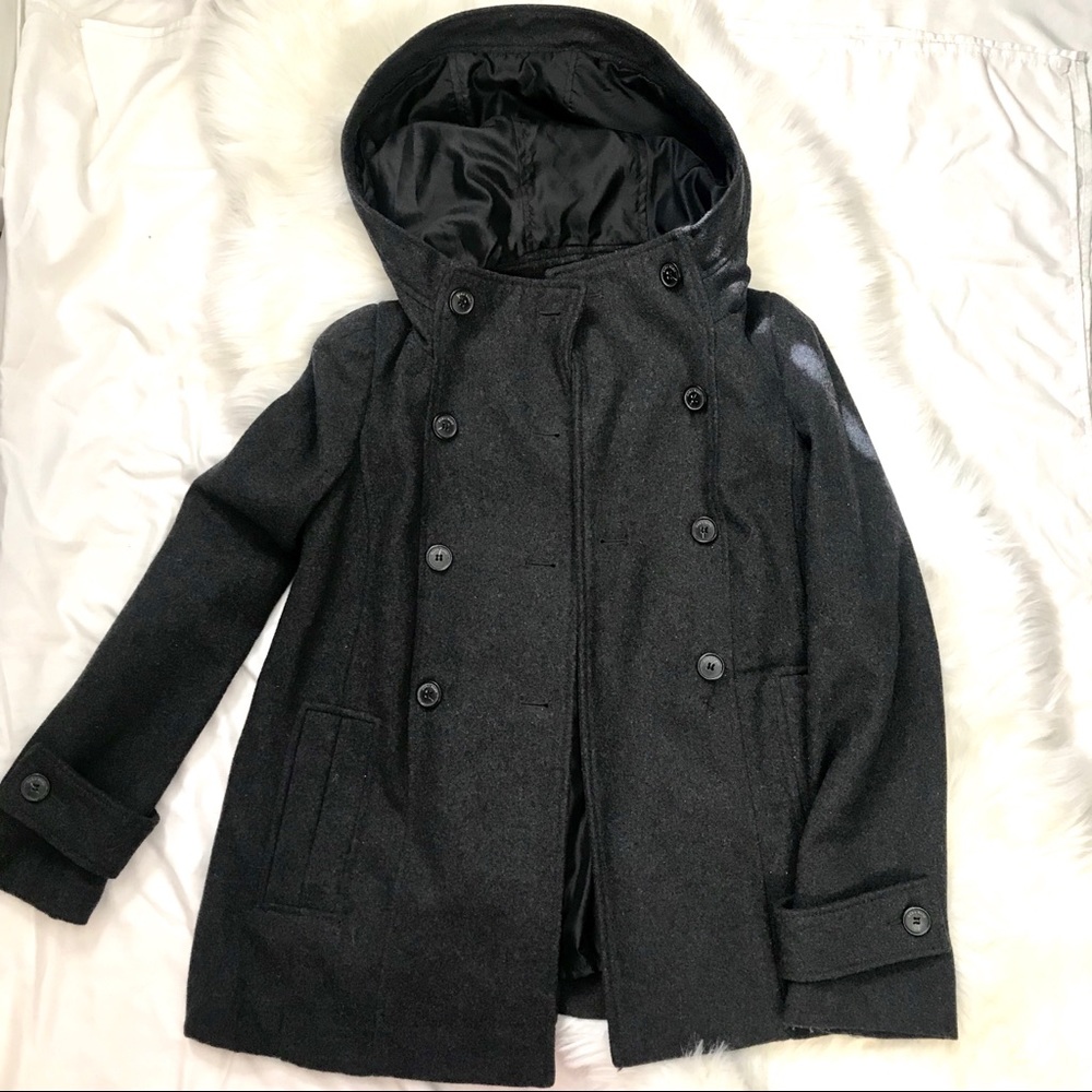 Zara Dark Grey Wool Pea Coat